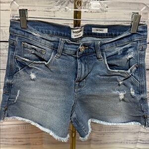 Kensie Blue Distressed Jean Shorts